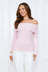 Dreamwave Off Shoulder Knit Top Pink