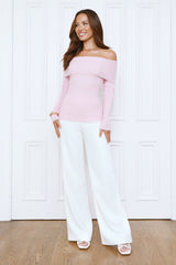 Dreamwave Off Shoulder Knit Top Pink