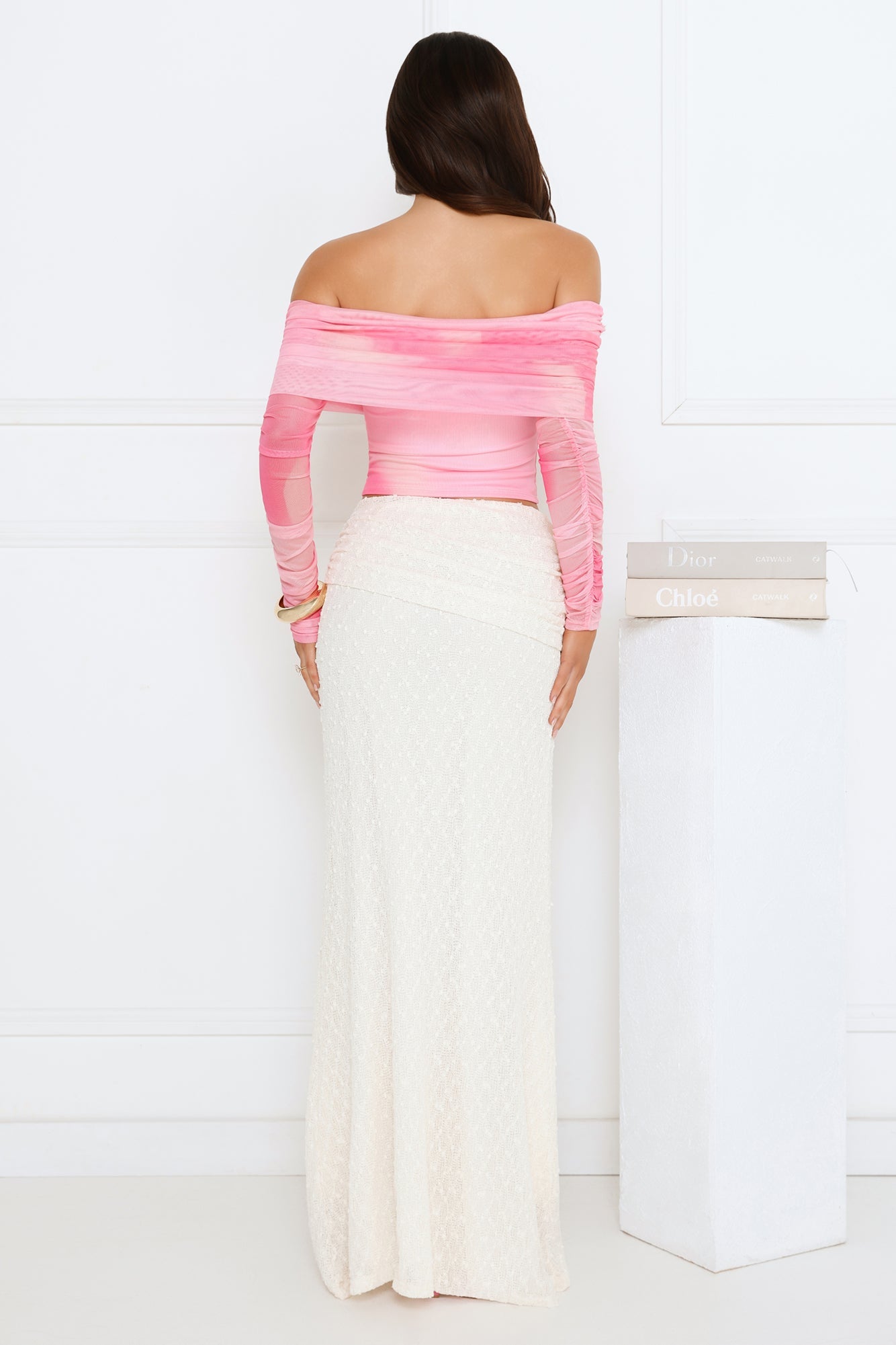 Glow Getter Girl Off Shoulder Crop Top Pink