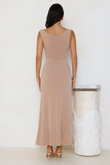 Iconic Aura Mesh Maxi Dress Beige