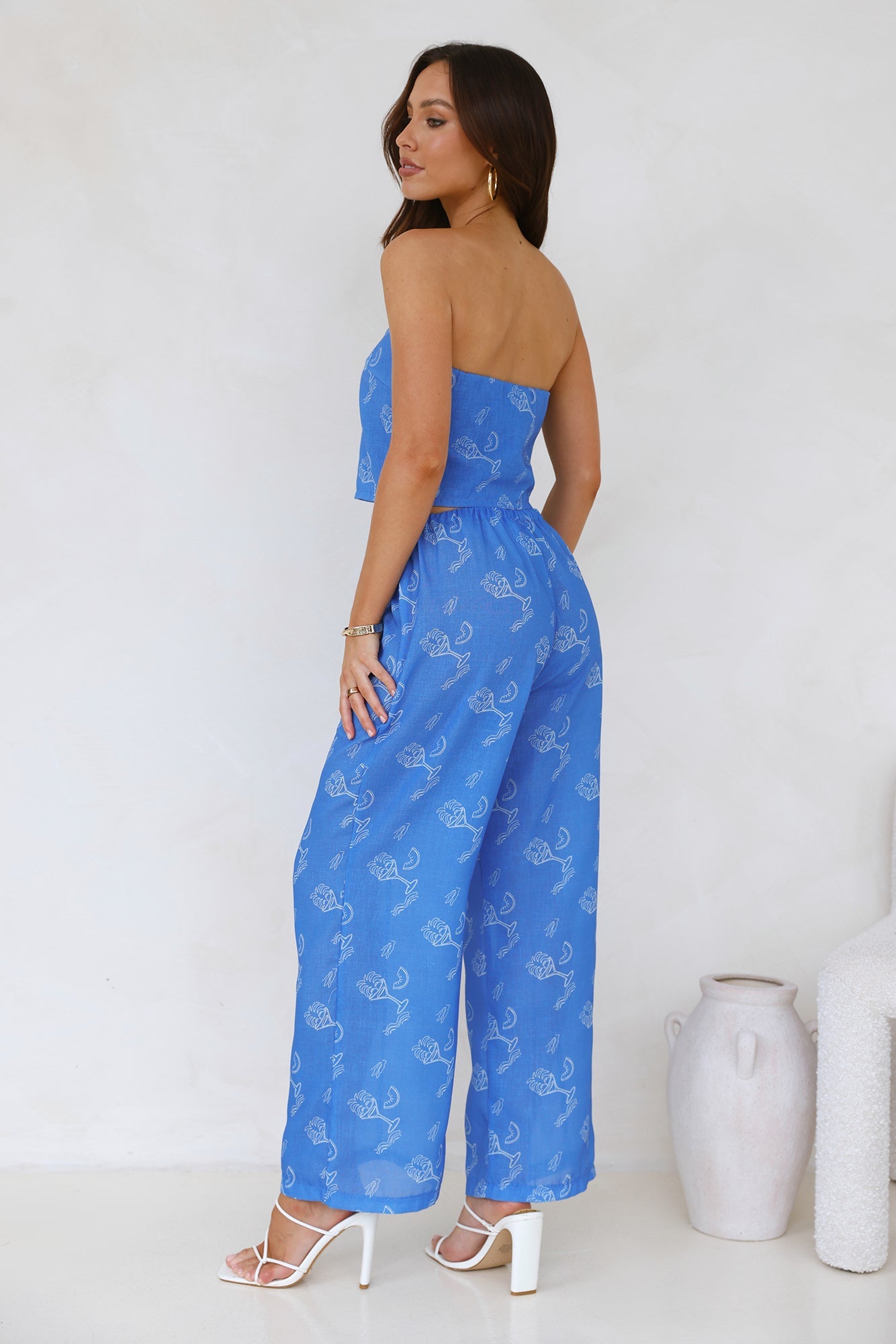 Melon Mix Strapless Crop Top Blue