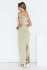 Into My Cart Off Shoulder Maxi Dress Sage