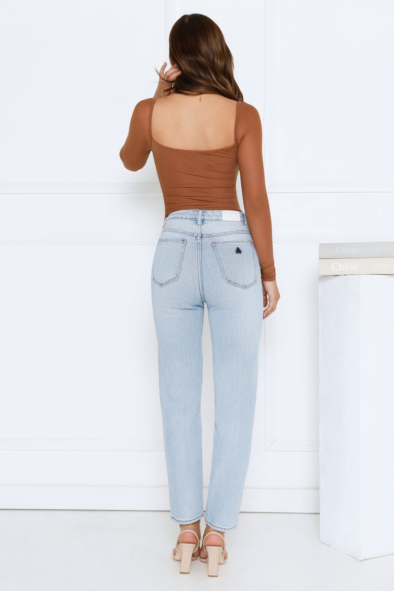 Decadent Style Mesh Long Sleeve Crop Top Brown