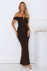 Letters To Juliet Off Shoulder Maxi Dress Brown