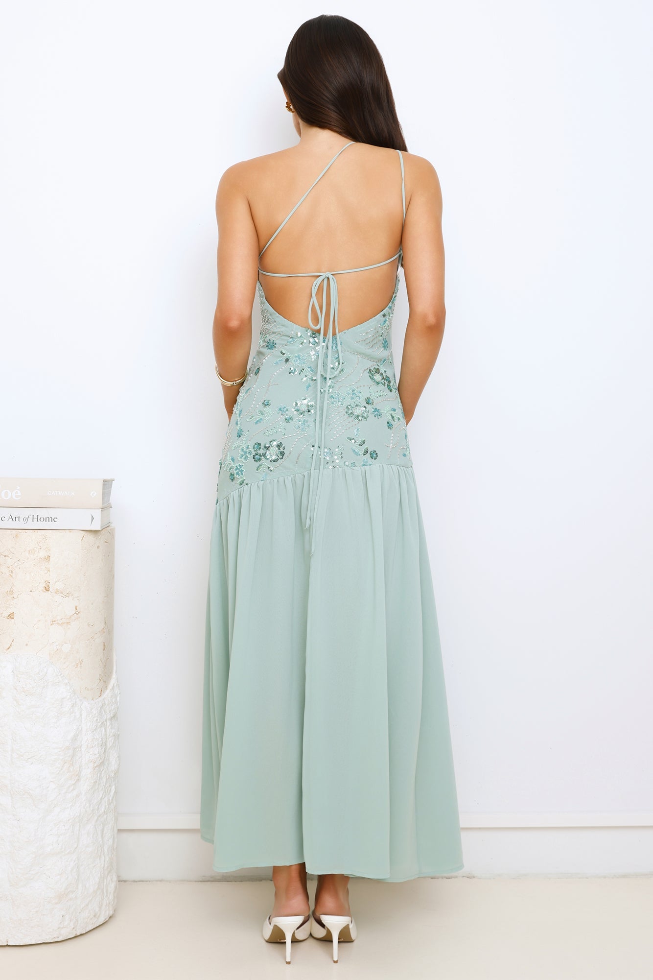 Love's Secret Garden One Shoulder Maxi Dress Green