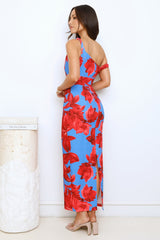 Outfit Goals Achieved Off Shoulder Maxi Dress Blue