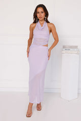City Based Halter Mesh Crop Top Lilac