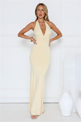 Chic Spark Halter Maxi Dress Yellow