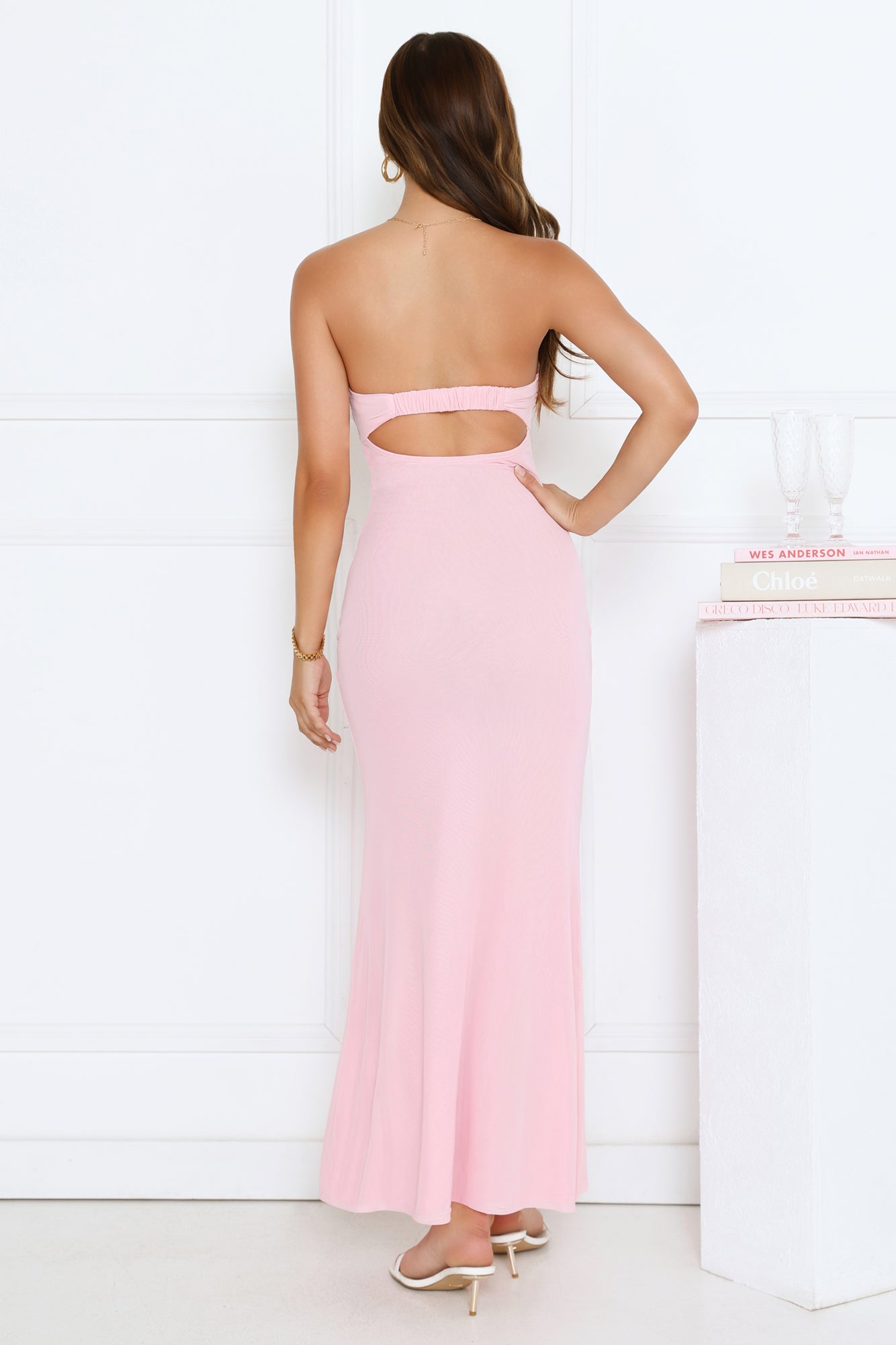 Can't Get Enough Strapless Maxi Dress Pink