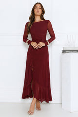 Darling At Dusk Long Sleeve Maxi Dress Wine