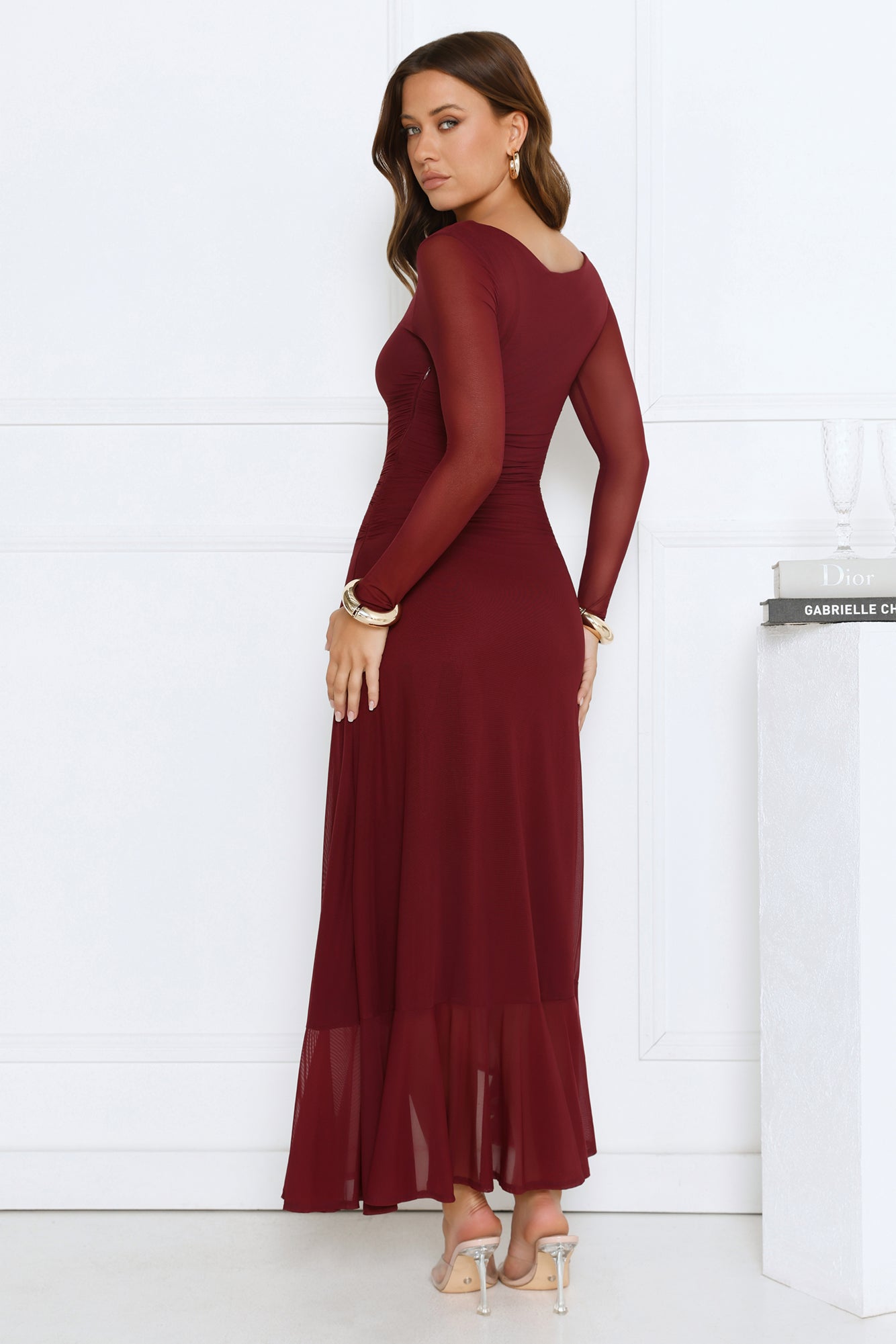 Darling At Dusk Long Sleeve Maxi Dress Wine