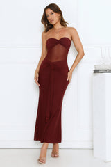 Can't Get Enough Strapless Maxi Dress Burgundy