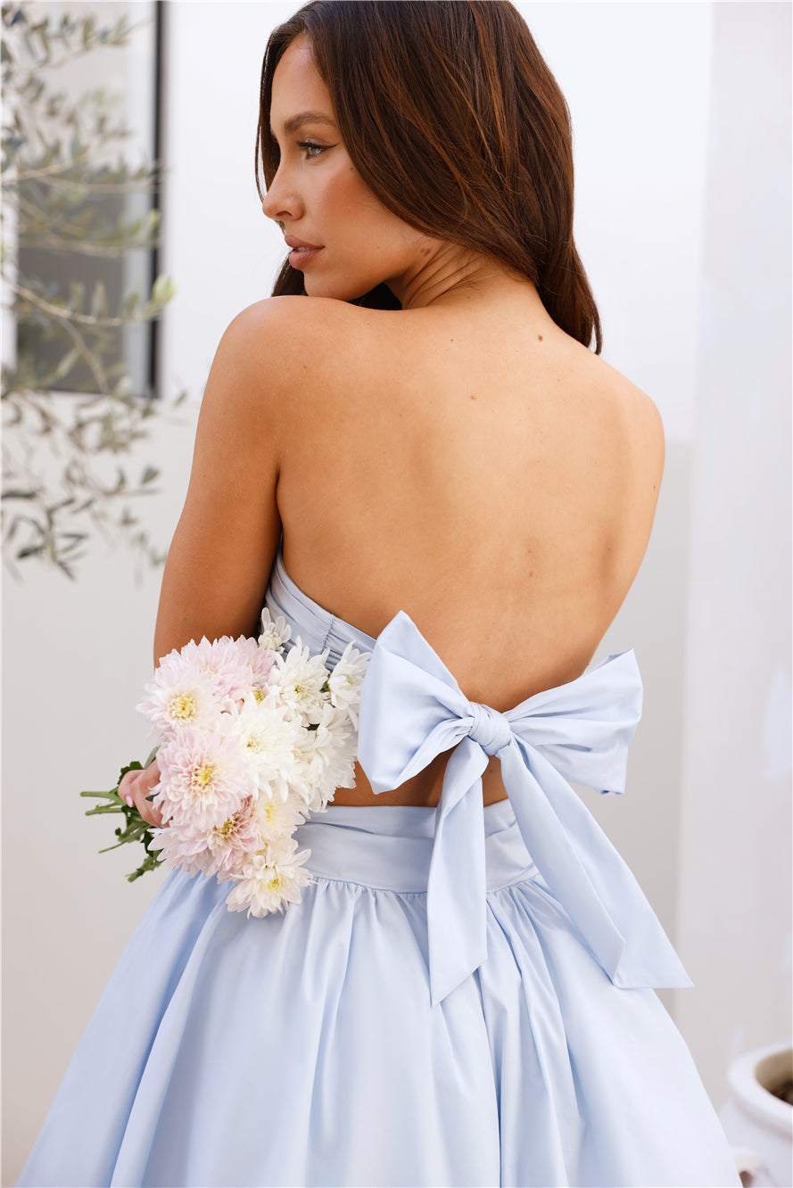 HELLO MOLLY  Upon A Cloud Strapless Mini Dress Light Blue