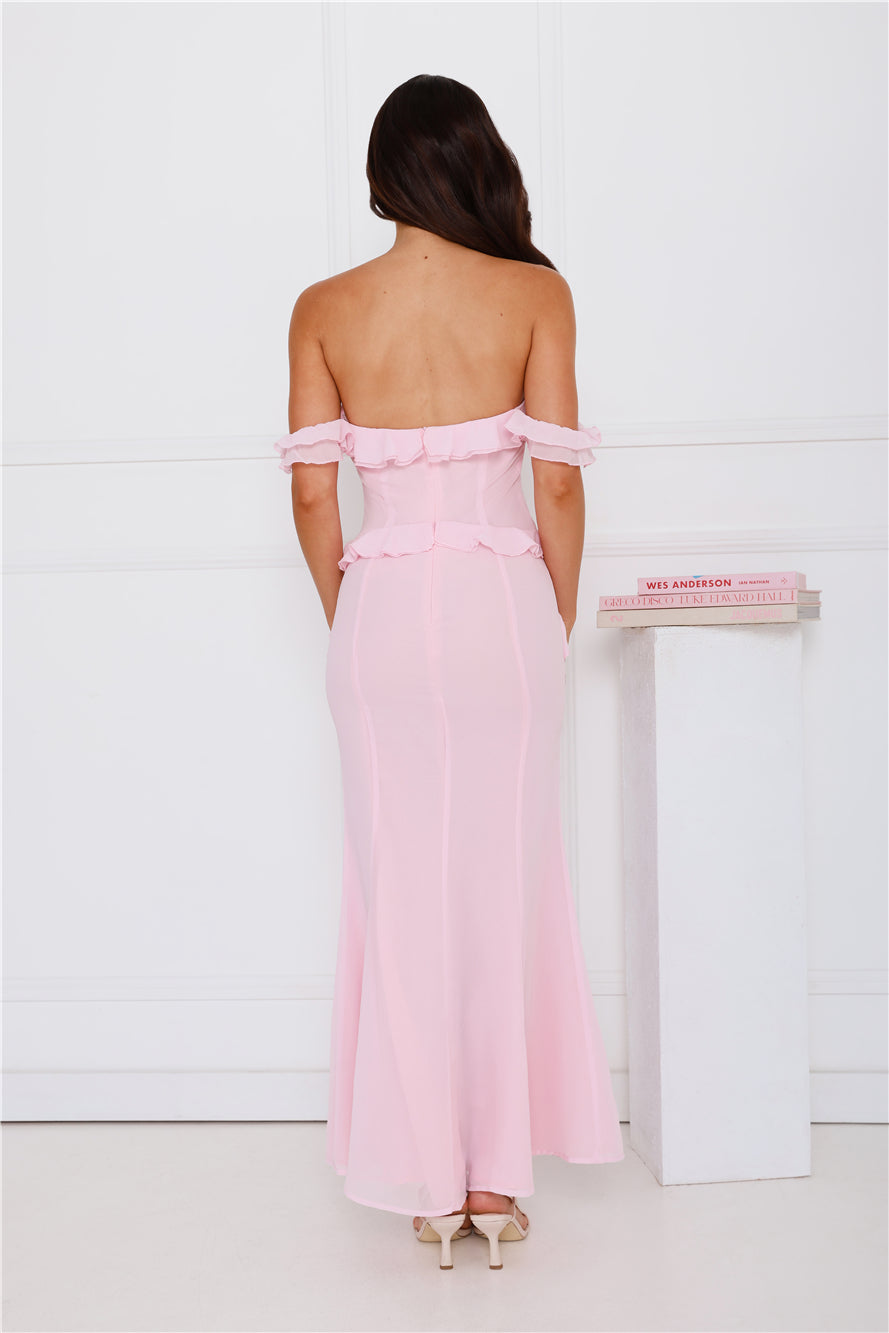 Embrace Your Magic Off Shoulder Maxi Dress Pink