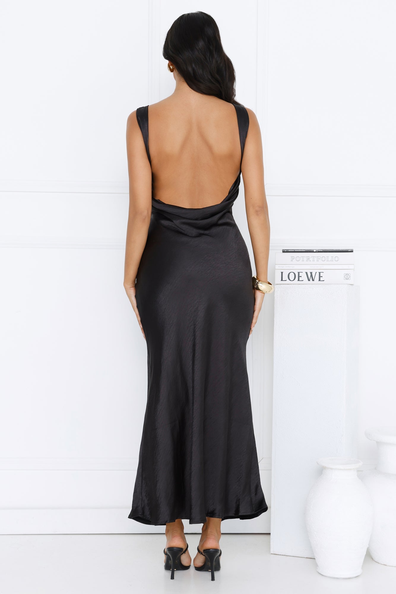Classy Entrance Satin Slip Maxi Dress Black