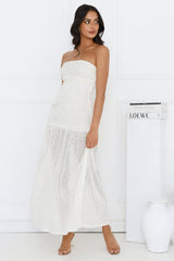 Beach Shimmer Strapless Knit Midi Dress Cream