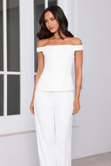 Frame It Tailored Off Shoulder Top White