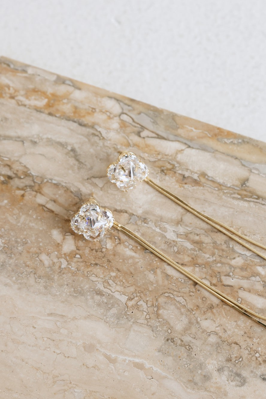 18k Gold Plated Crystal Glass Earrings Gold