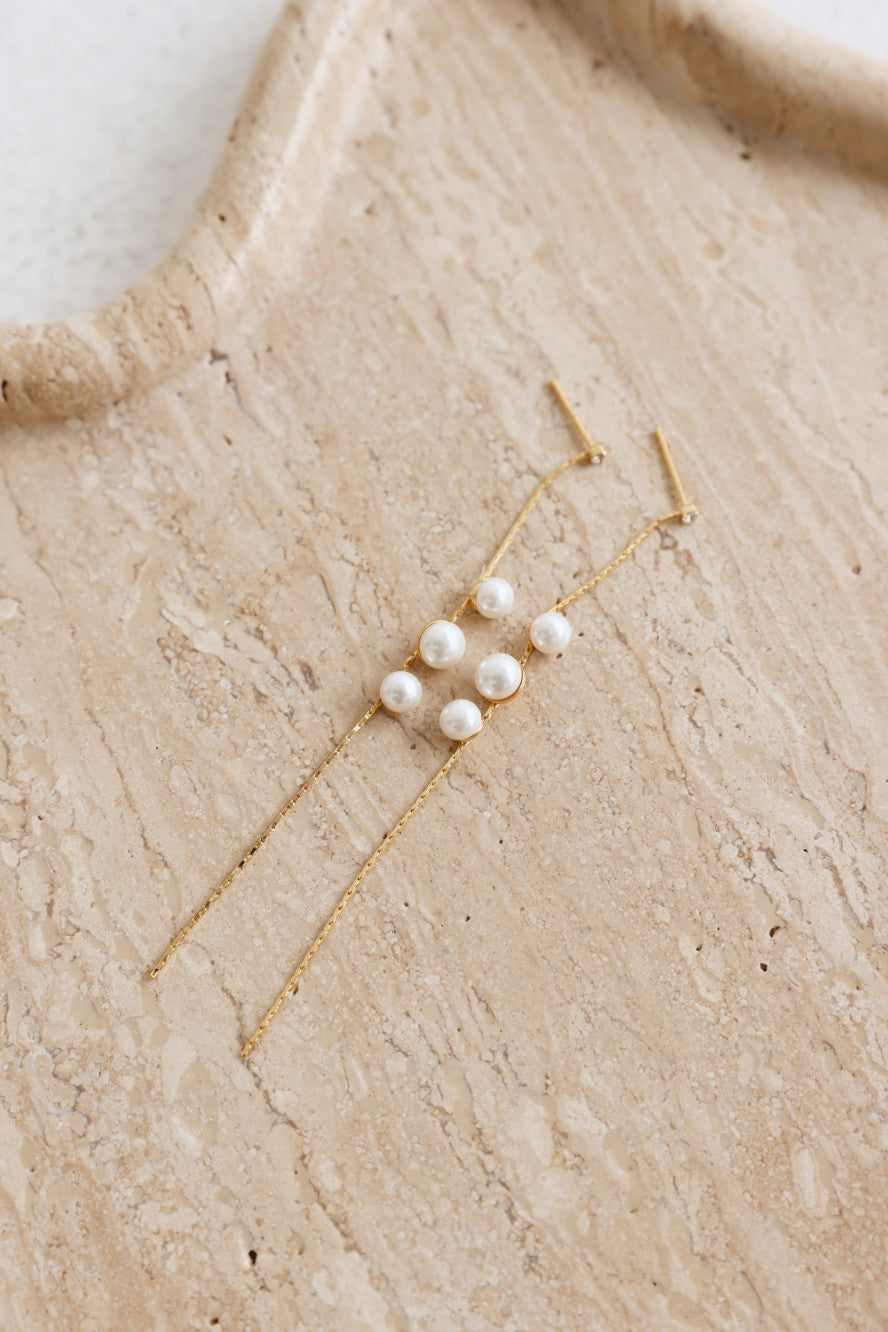 18k Gold Plated Pearl Details Earrings Gold