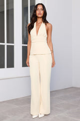 Linear Mood High Rise Straight Leg Tailored Pants Lemon