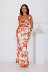 Paradise Breeze Mesh Maxi Dress Orange
