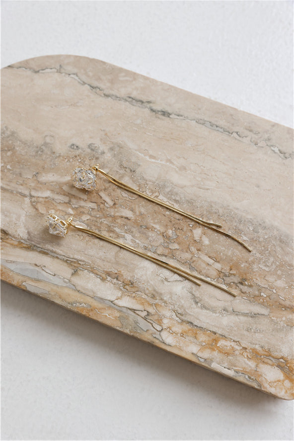 18k Gold Plated Crystal Glass Earrings Gold