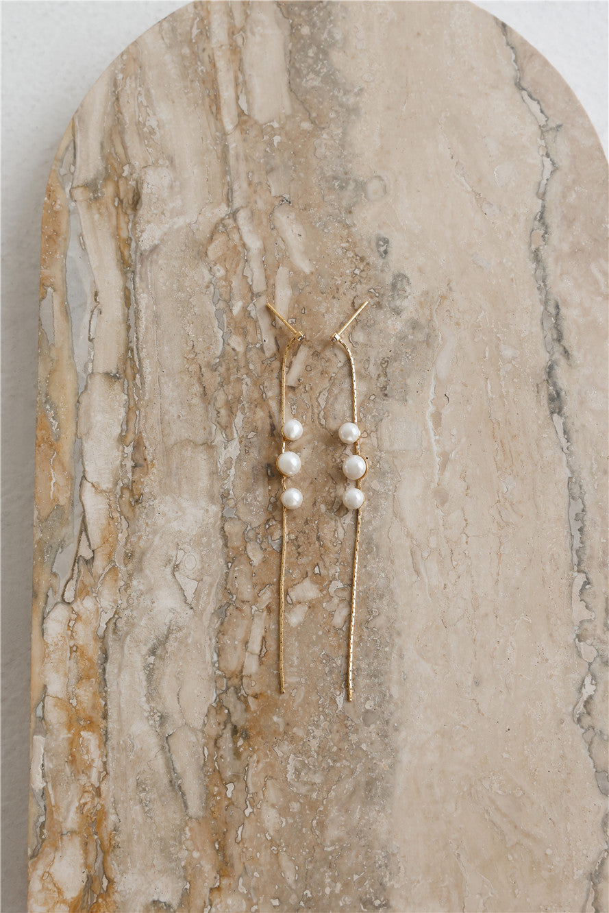 18k Gold Plated Pearl Details Earrings Gold