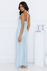 Aveline Halter Mesh Maxi Dress Blue