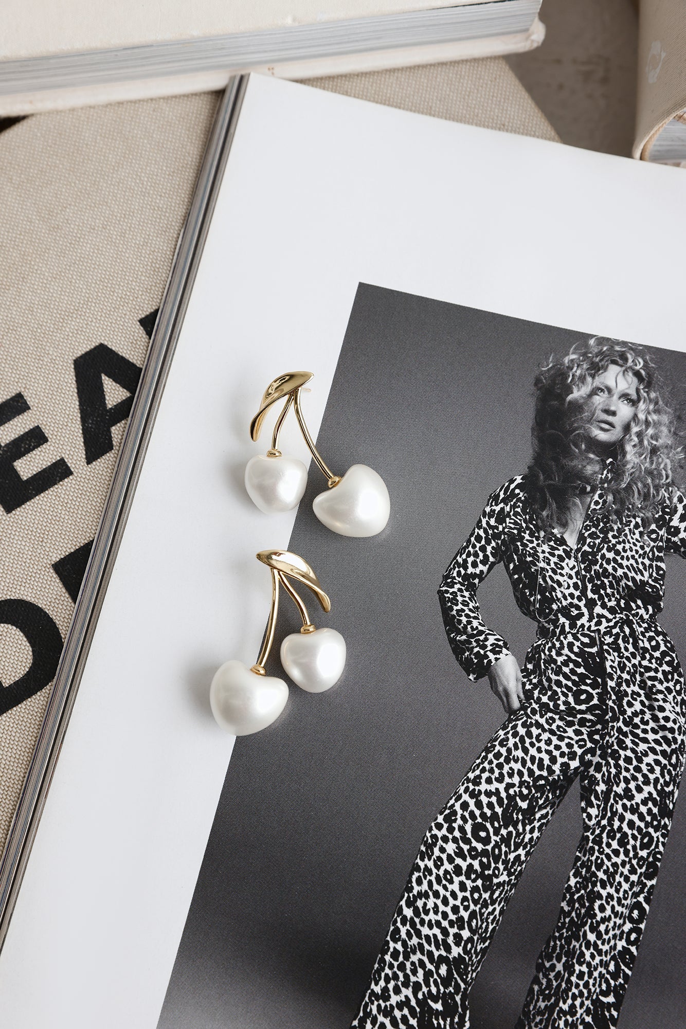 Pearl Cherries Earrings Gold