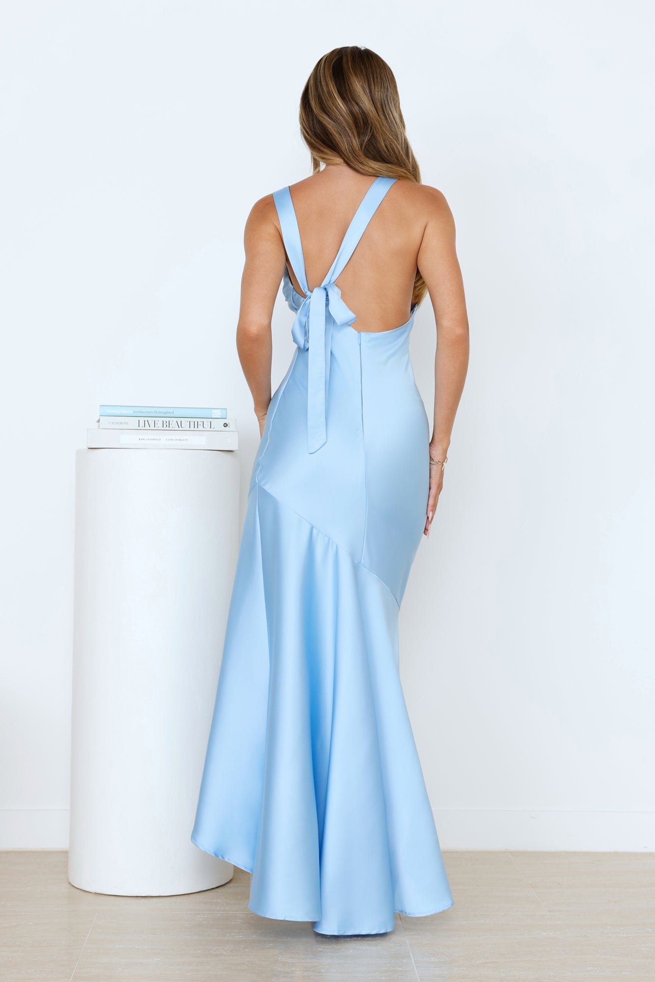 Bespoke Beauty Satin Maxi Dress Blue