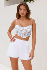 Festival In The Desert Lace Corset Crop Top Blue
