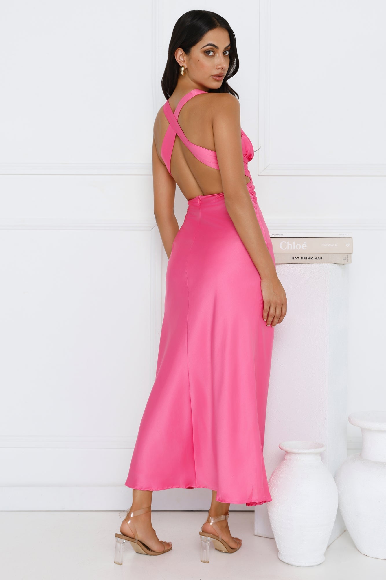 Dress Code Satin Maxi Dress Pink