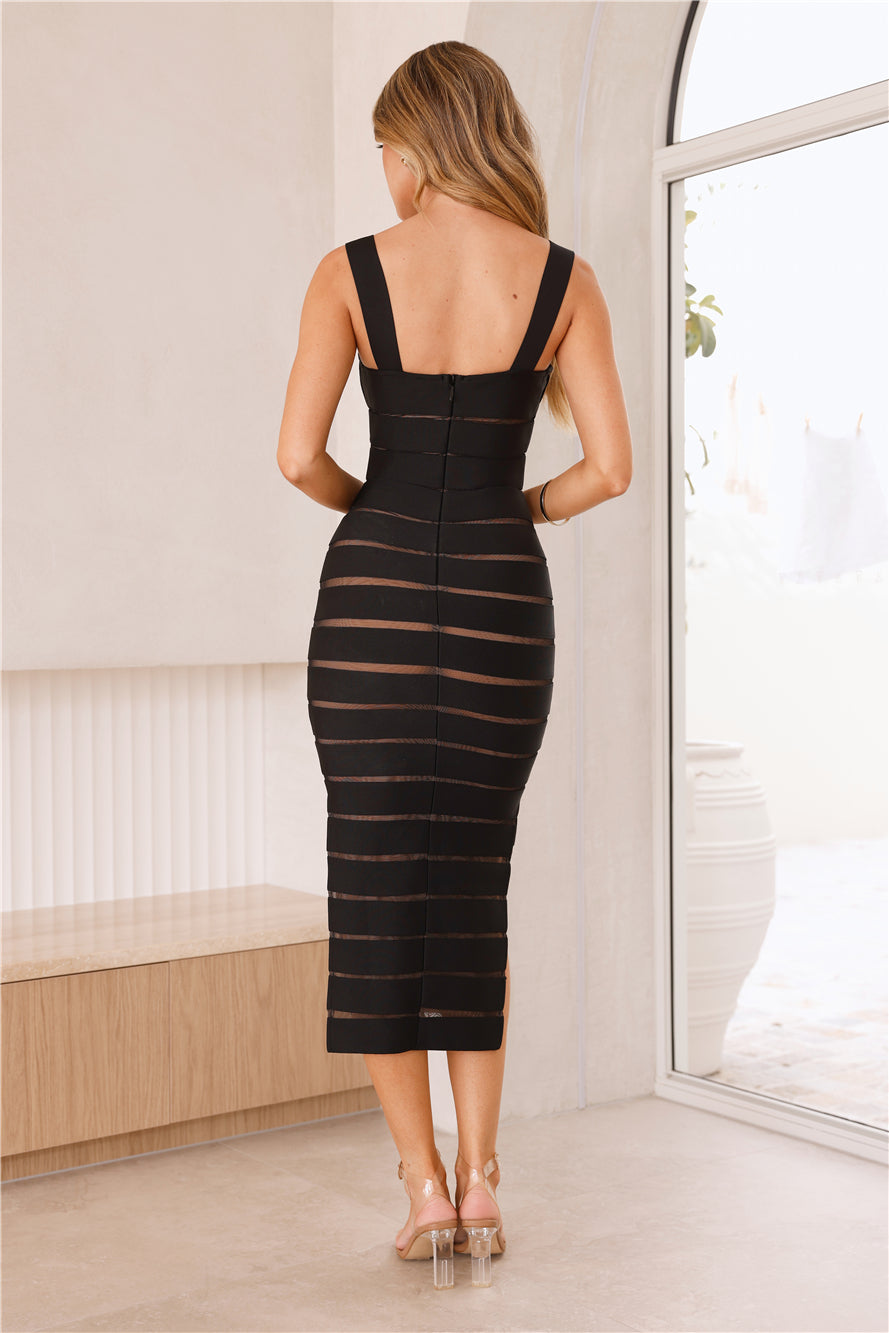 Best Features Bandage Midi Dress Black