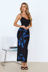Love Based Mesh Maxi Dress Blue