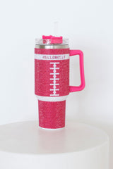 Football Tumbler Cup Pink Shimmer