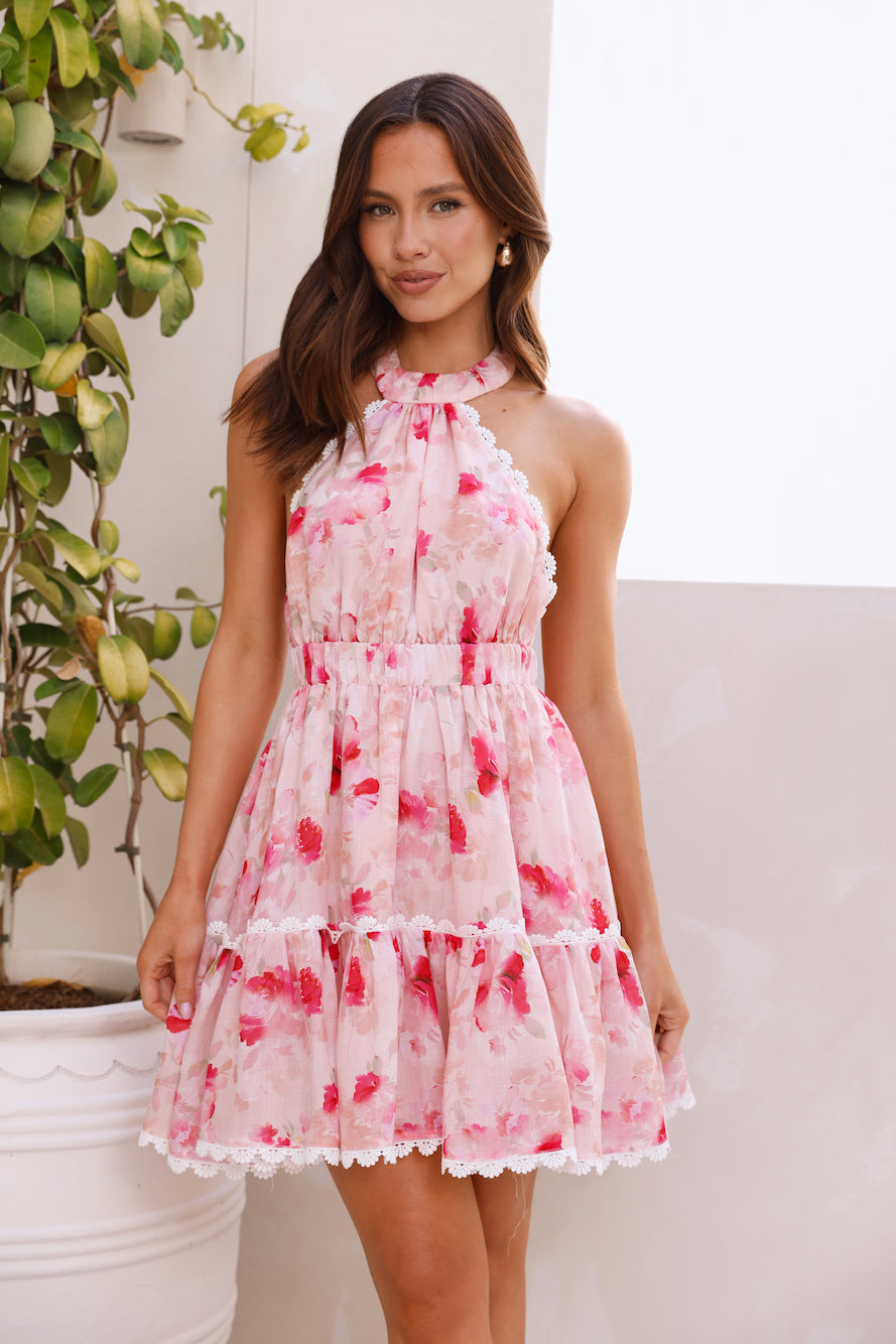 HELLO MOLLY Magic Love Story Halter Mini Dress Pink