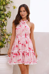HELLO MOLLY Magic Love Story Halter Mini Dress Pink