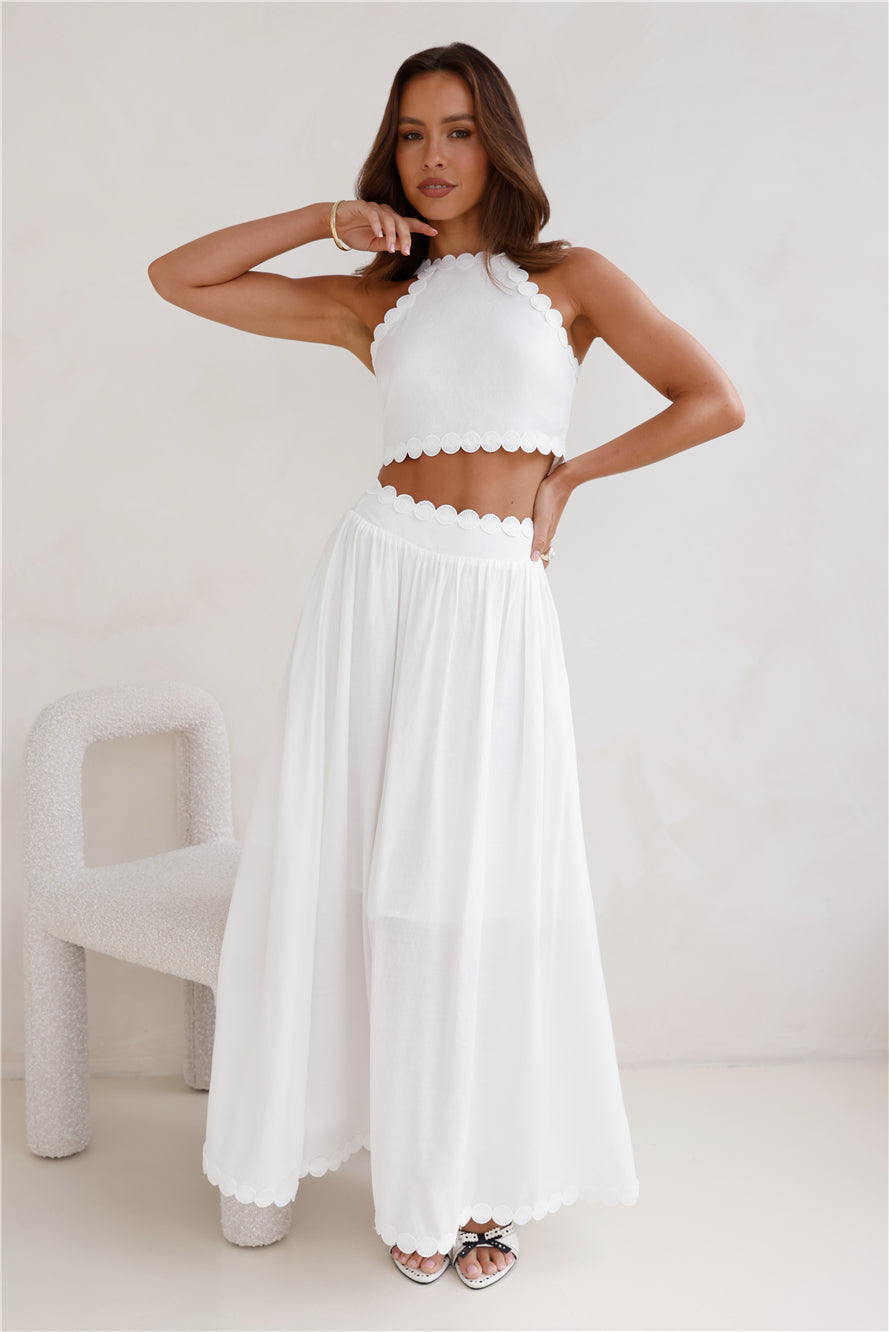 Linked Together Maxi Skirt White