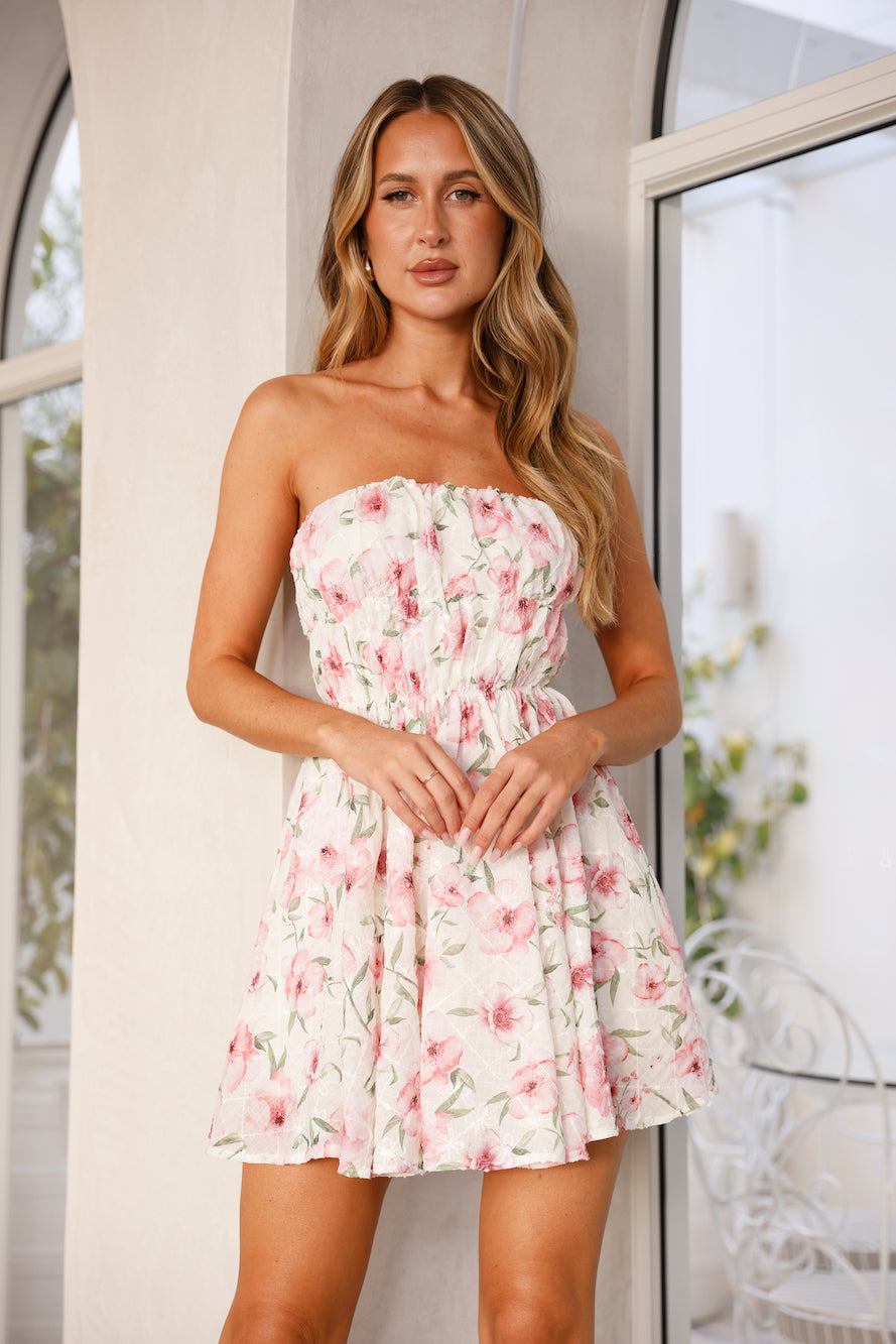 HELLO MOLLY Ultimate Picnic Party Strapless Mini Dress Pink