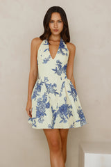 Beauty Perfection Halter Mini Dress Cream