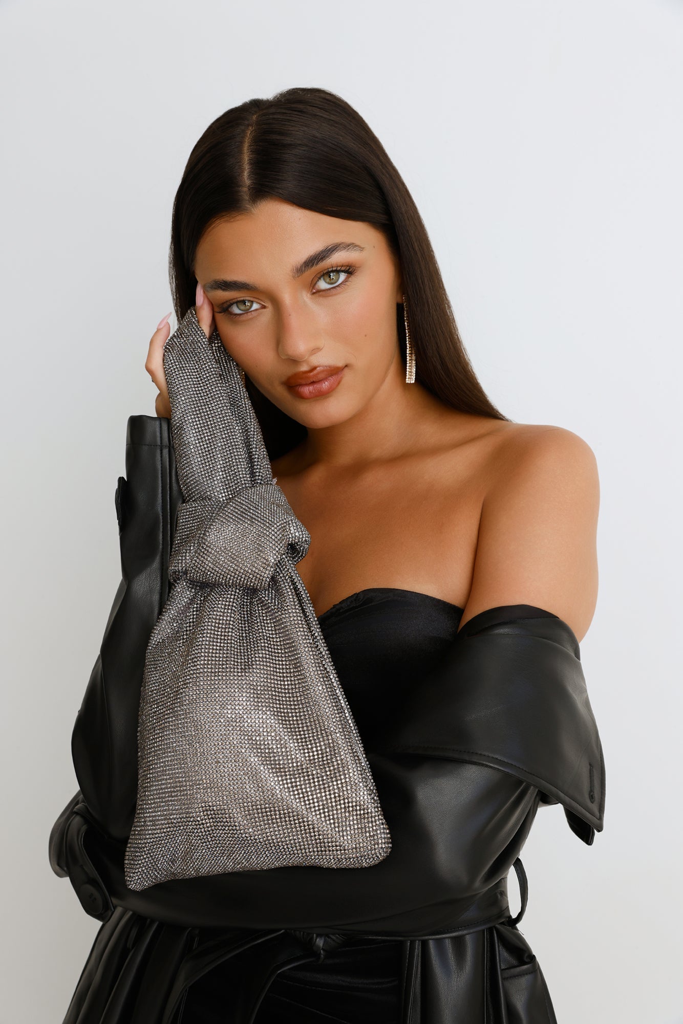 Clarra Crystal Wristlet Pewter