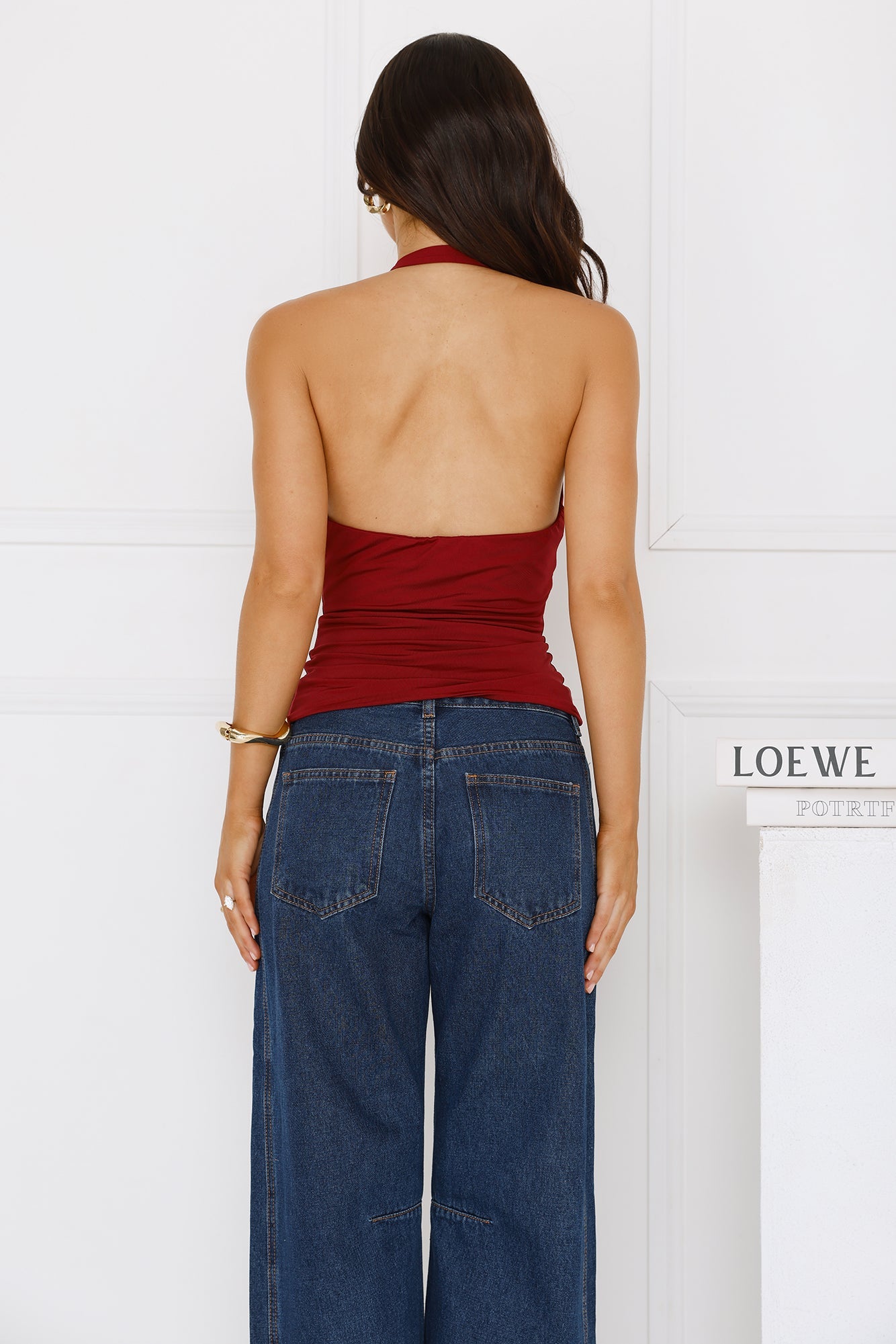 Billionaire Babe Halter Top Burgundy