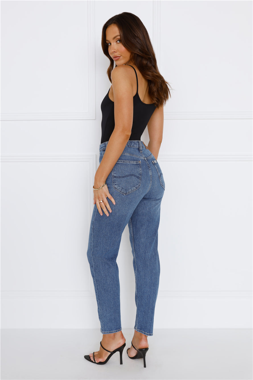 LEE High Moms Slim Jean Anemone Blue