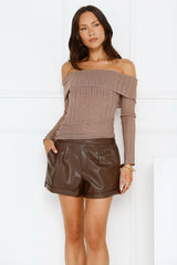 Iconic Moves Faux Leather Shorts Brown