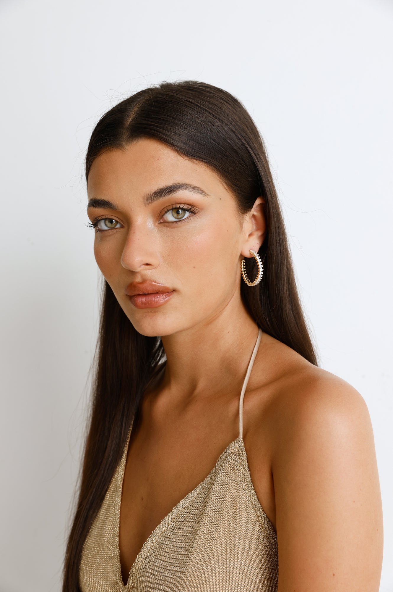 Bright Crystal Earrings Gold