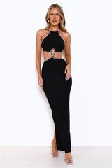 Hello Molly Diamond Charm Bandage Maxi Dress Black