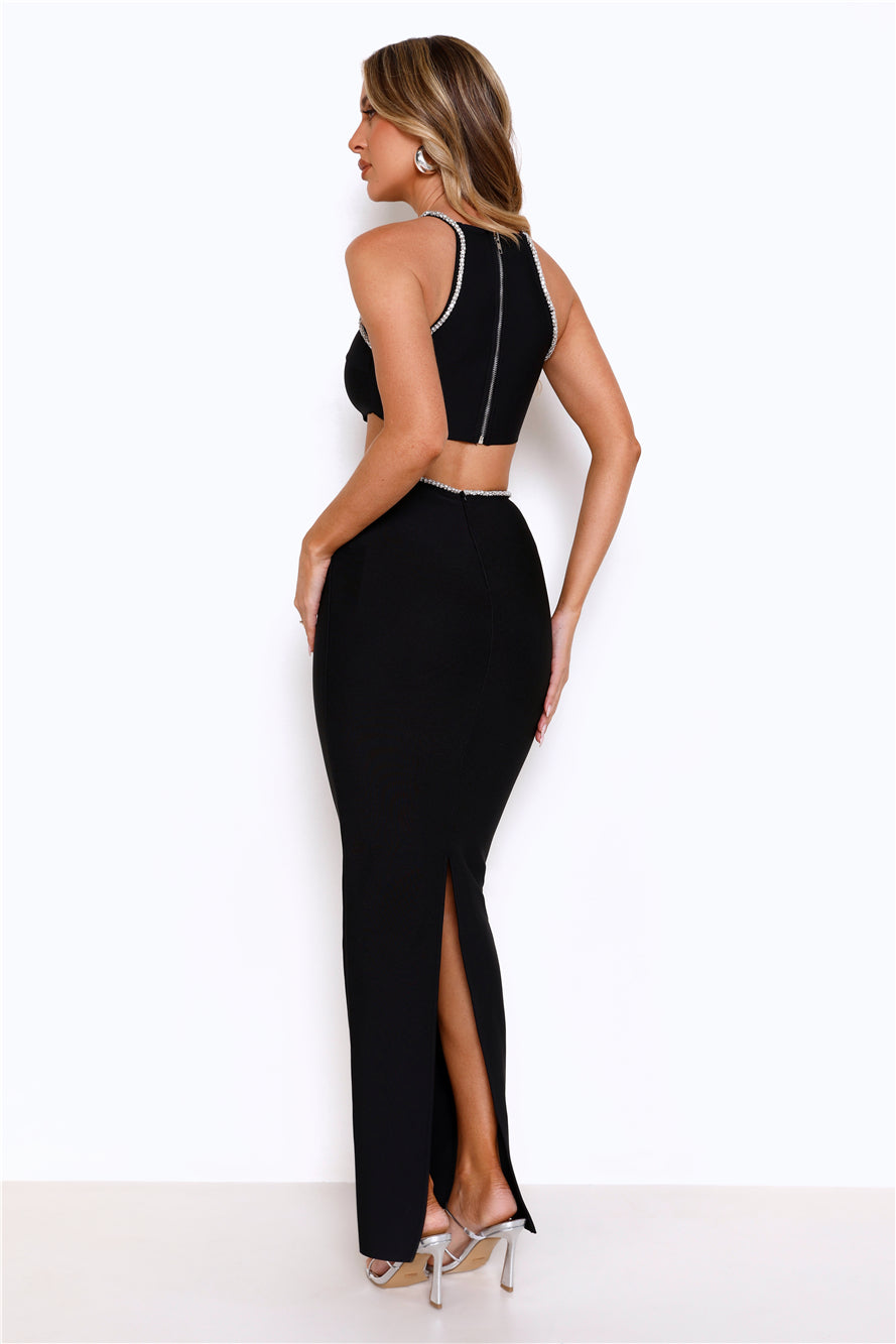 Hello Molly Diamond Charm Bandage Maxi Dress Black