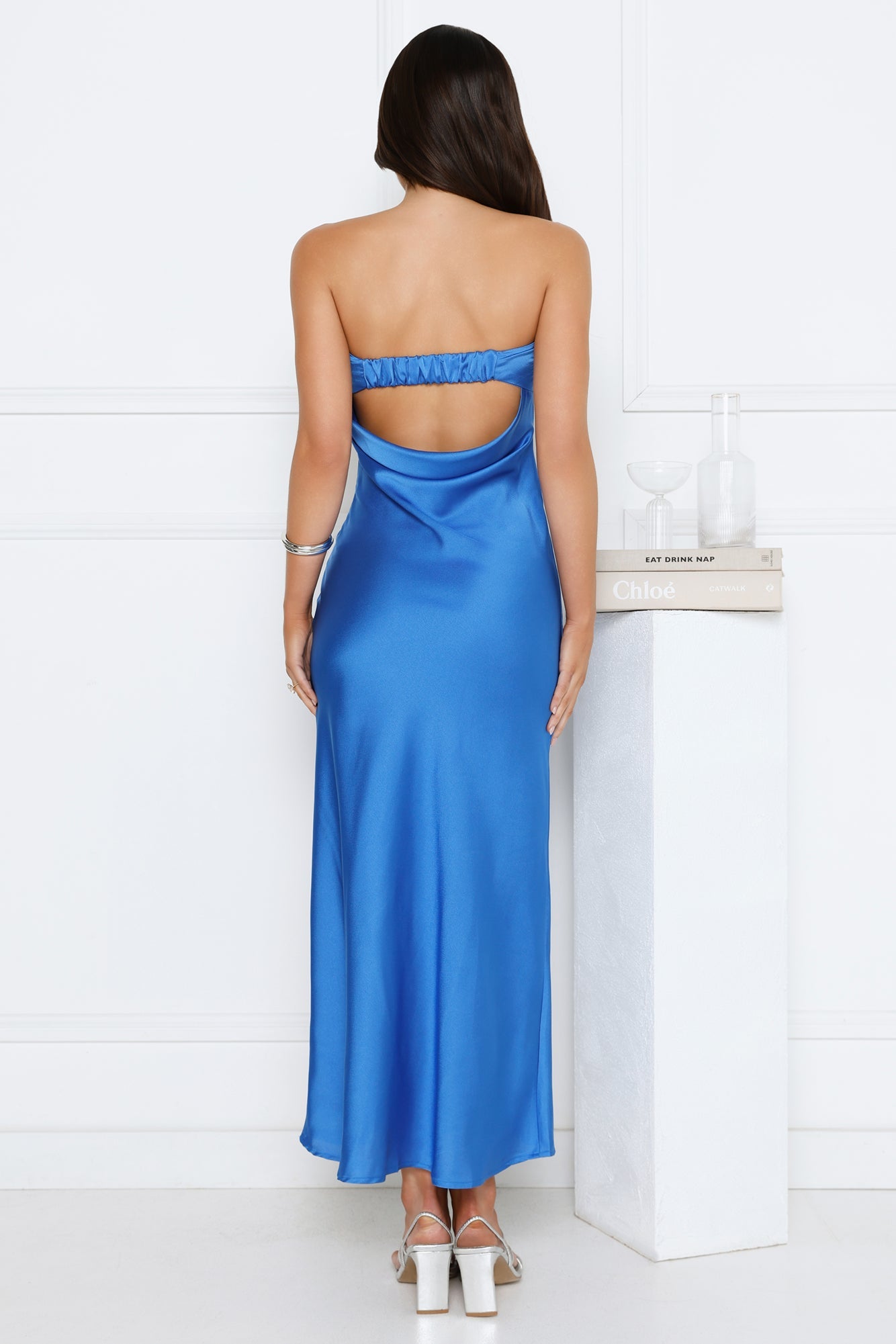 Cool Call Satin Maxi Dress Dark Blue