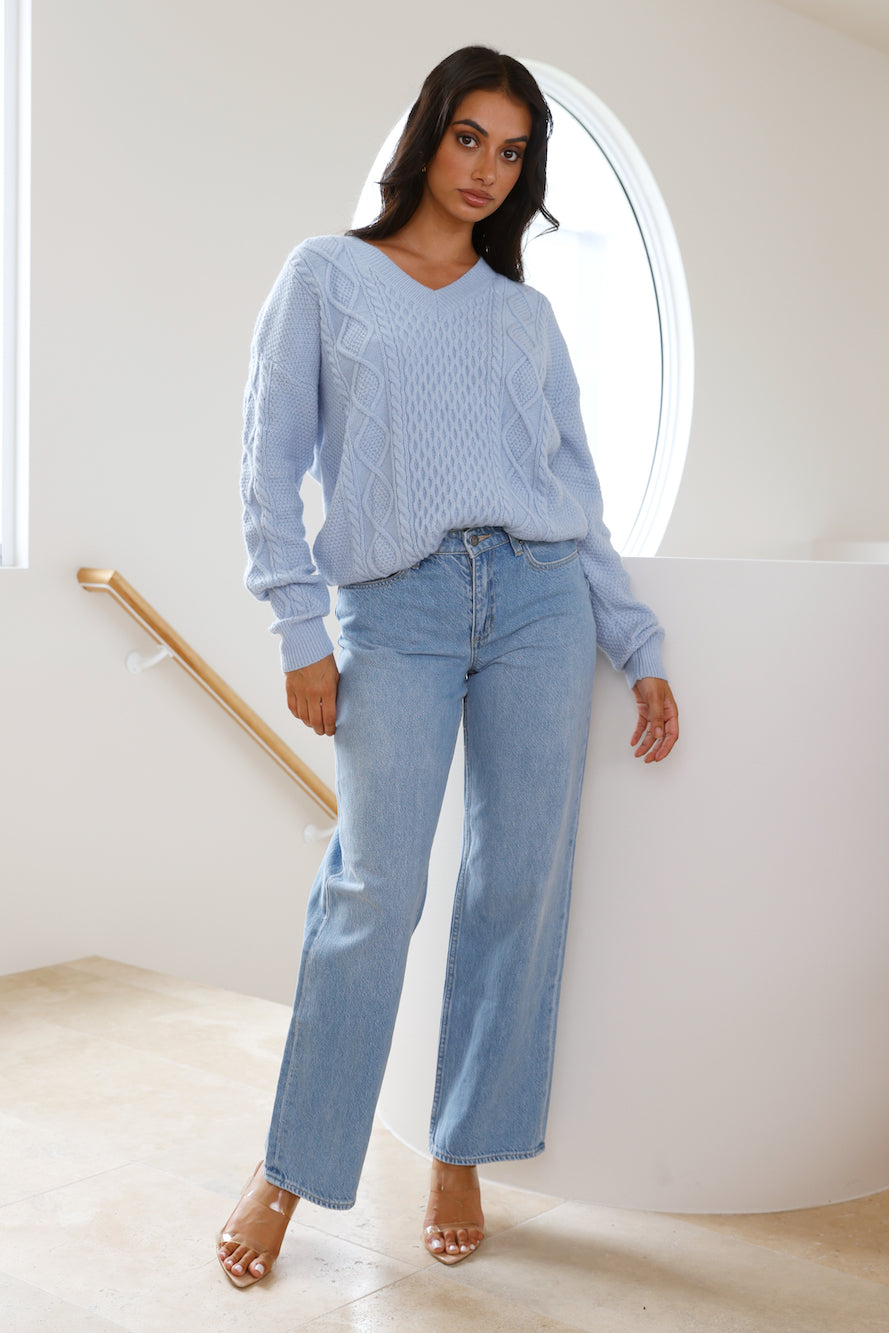 Hot Coco Long Sleeve Knit Blue
