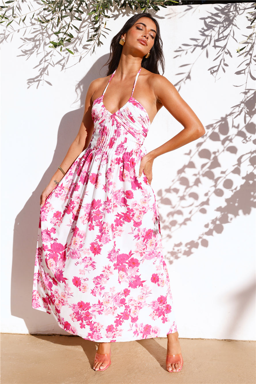 Lily Lane Halter Maxi Dress Pink